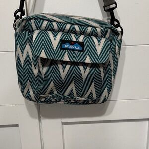 Kavu Teal and Cream Zigzag Mini Bag